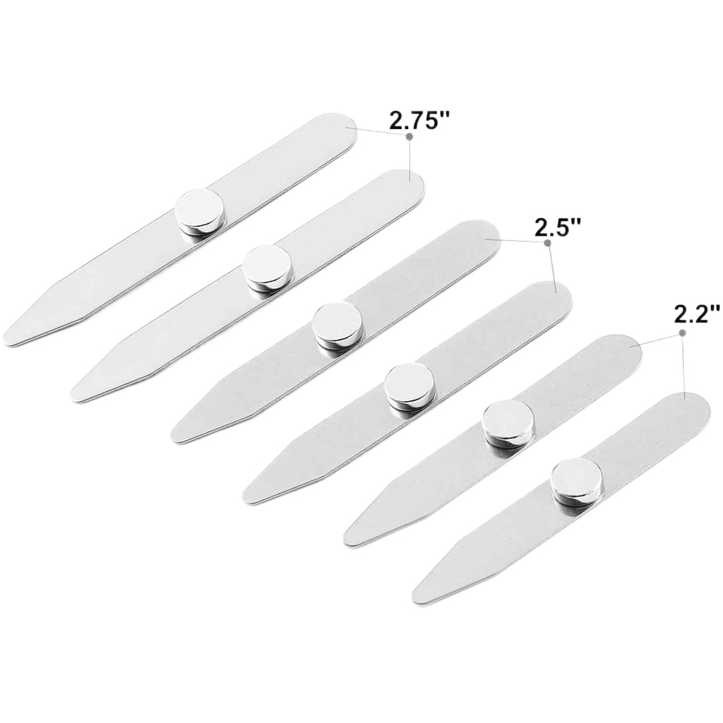 12 PCS Metal Collar Stays (6 +6 Collar S）Stainless