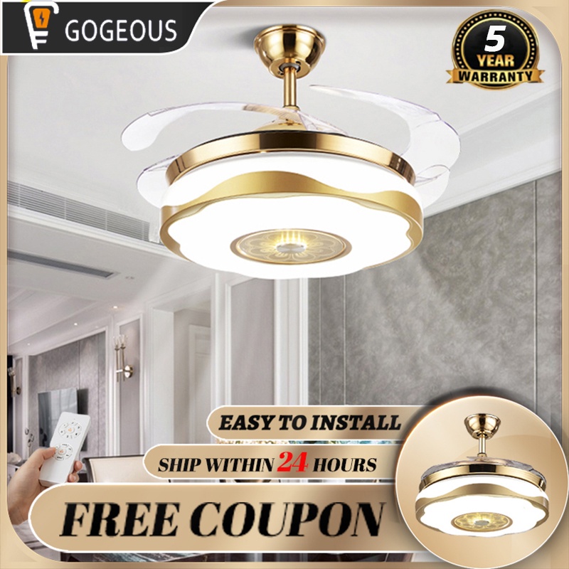 GOGEOUS Nordic Ceiling Light With Fan 42Inch Remote Control Electric ...