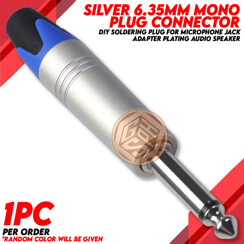 6.35mm Mono Jack Male Plug Connector DIY Soldering Plug for Microphone