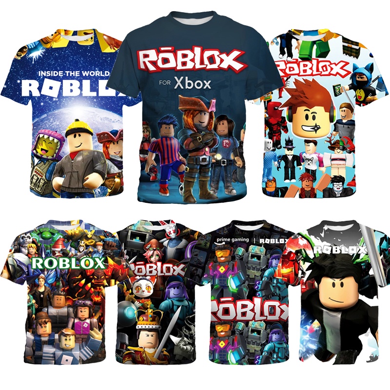 Roblox T-shirt for Kids Boys Game Cartoon Printed Shirts Clothes [4-12 ...