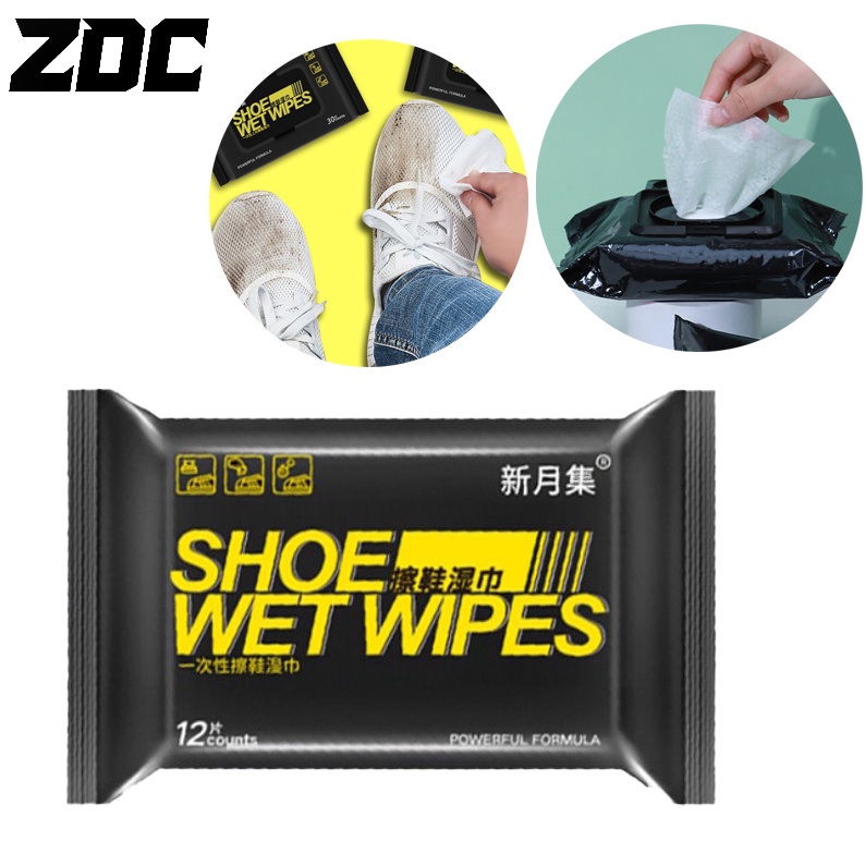 Zdc Disposable Shoe Polishing Wipes Cleaning Agent 12 Tablets Shopee