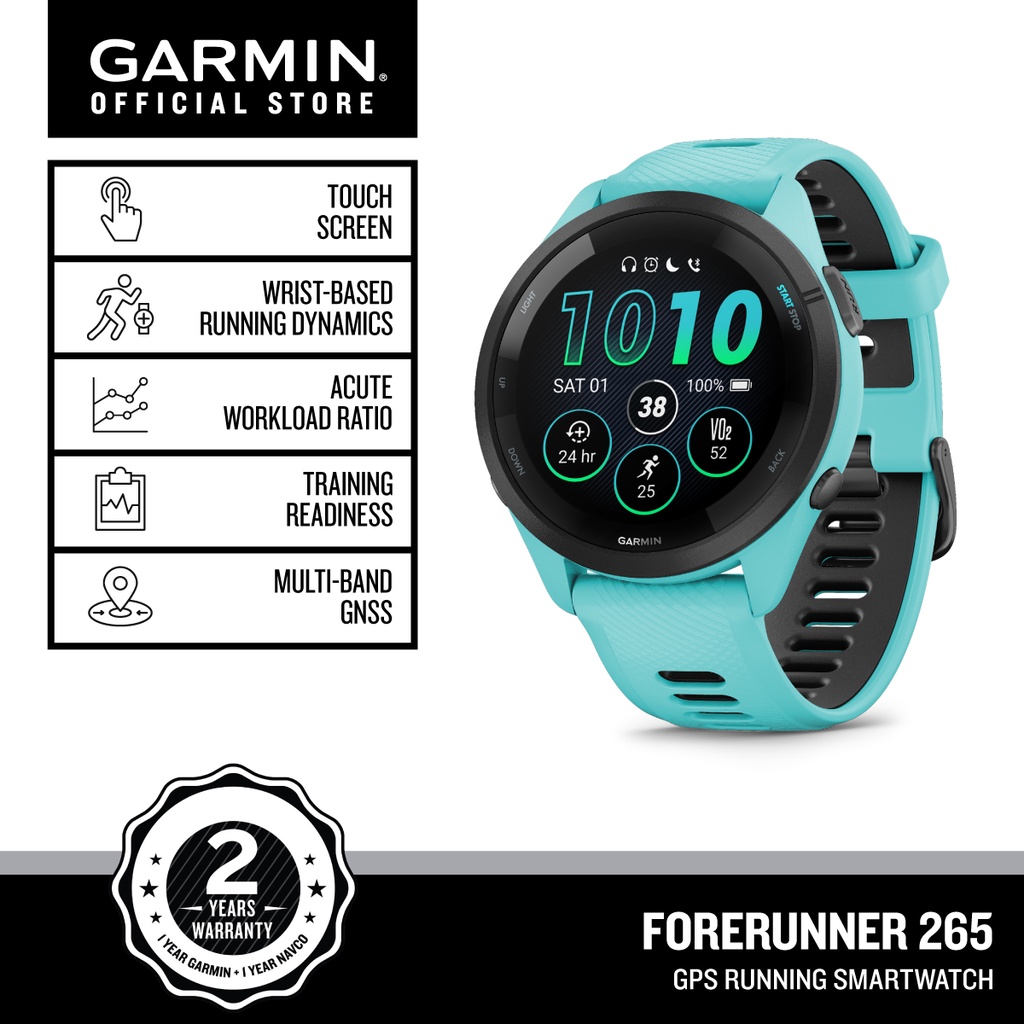 Garmin Forerunner 265, Running Fitness, Music, GPS Smartwatch, for