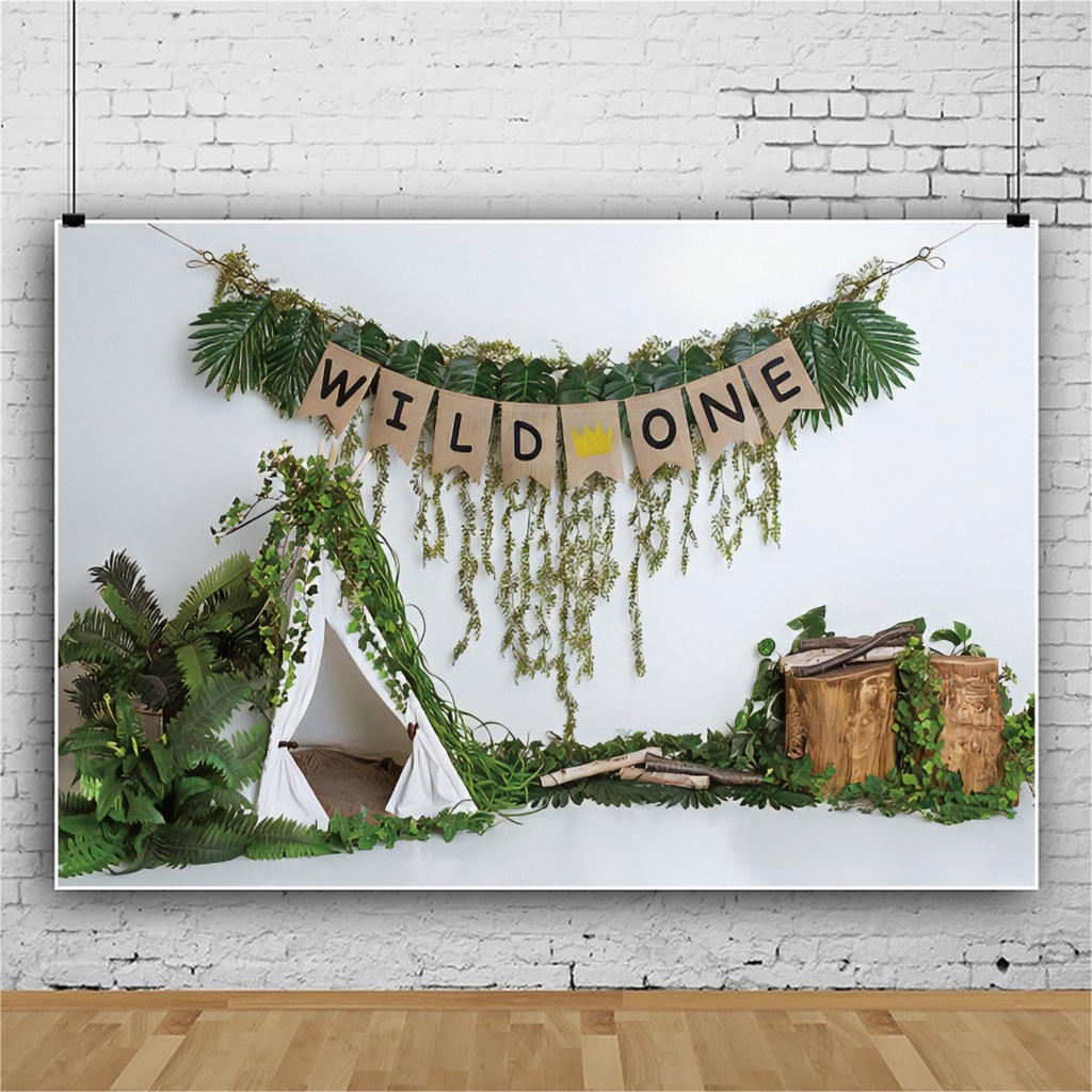 Kids Birthday Photography Backdrops Wild Jungle Tent Boy Leaf Plant ...