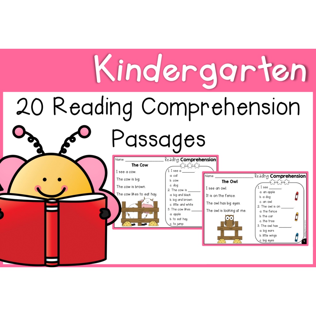 21 PAGES KINDERGARTEN READING COMPREHENSION | READING FLUENCY PRACTICE ...
