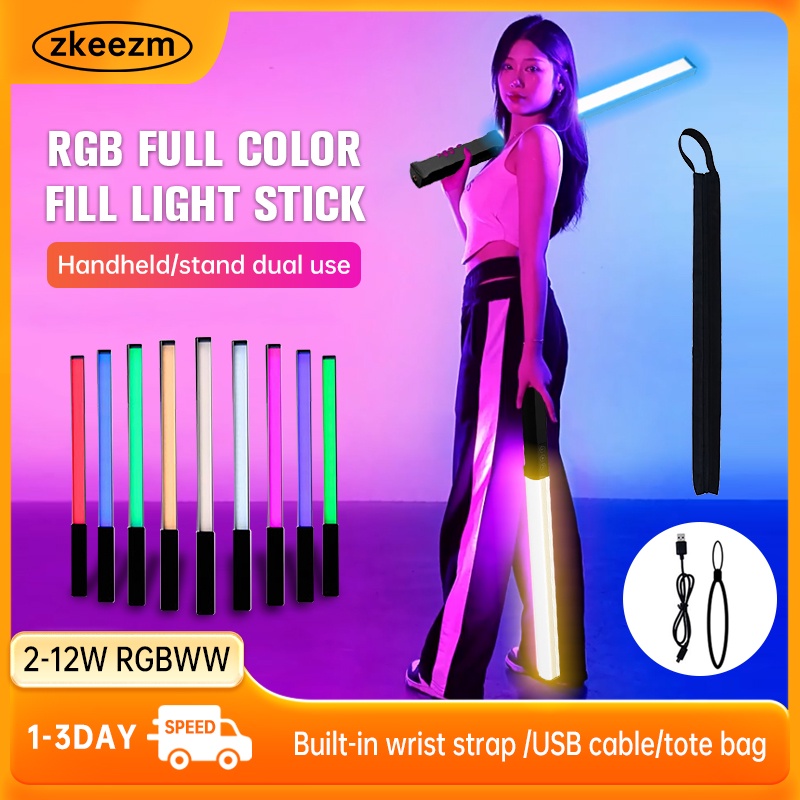 ZKeekm RGB Handheld LED Light Wand Rechargeable Photography Light Stick 10 Lighting Modes 12
