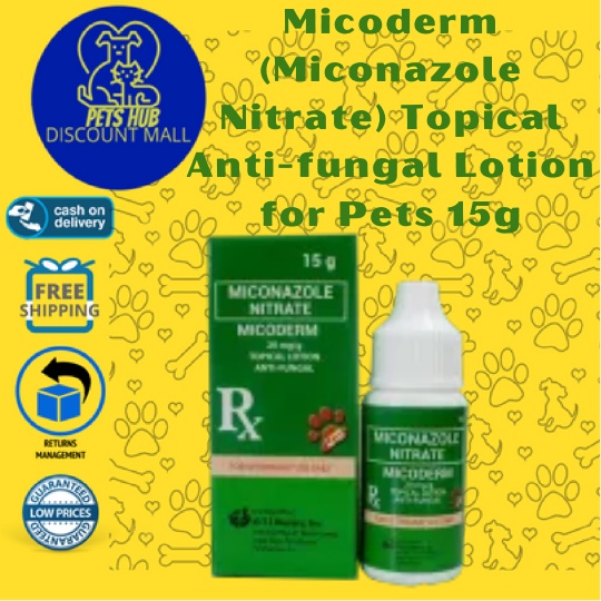 Micoderm (Miconazole Nitrate) Topical Anti-fungal Lotion for Pets 15g ...