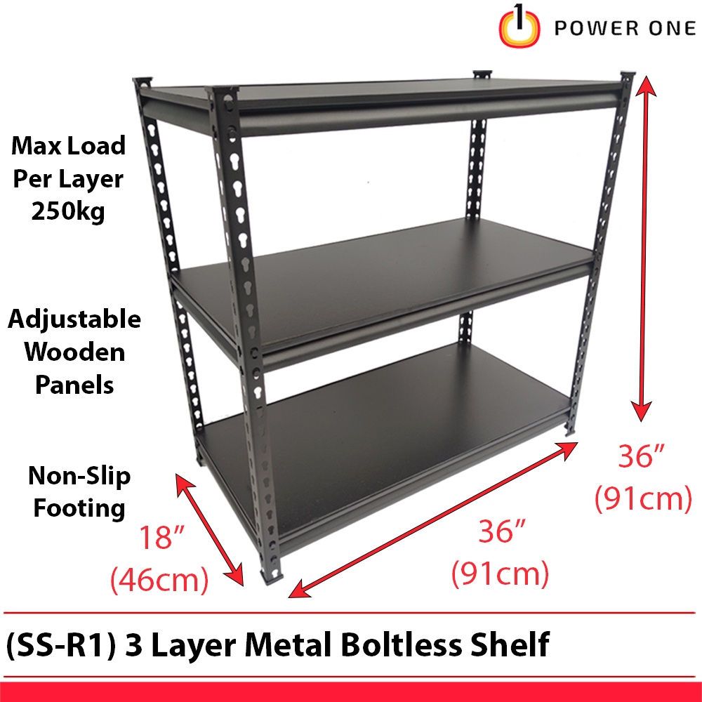(SS-R1) 3 Layer Adjustable Boltless Multi-Purpose Steel Storage Shelves ...