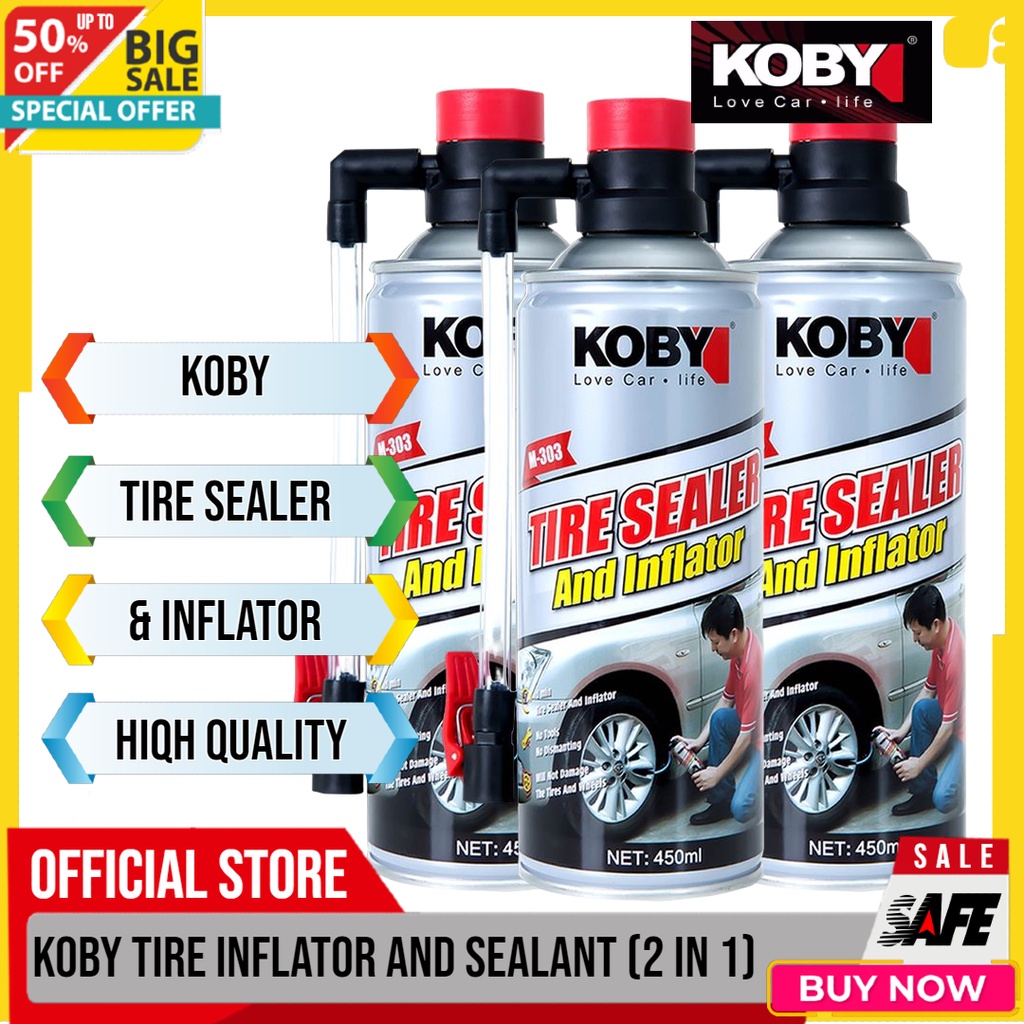 Koby Tire Sealer and Inflator 450ml Emergency Flat Tire Repair | Shopee ...