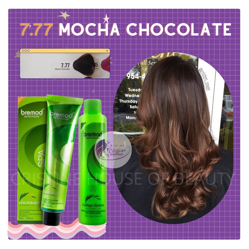 Bremod Hair Color with Oxidizer | (7/77) Mocha Chocolate | Shopee ...