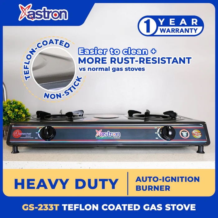 Astron GS233T TeflonCoated Double Burner Gas Stove Heavy Duty Non