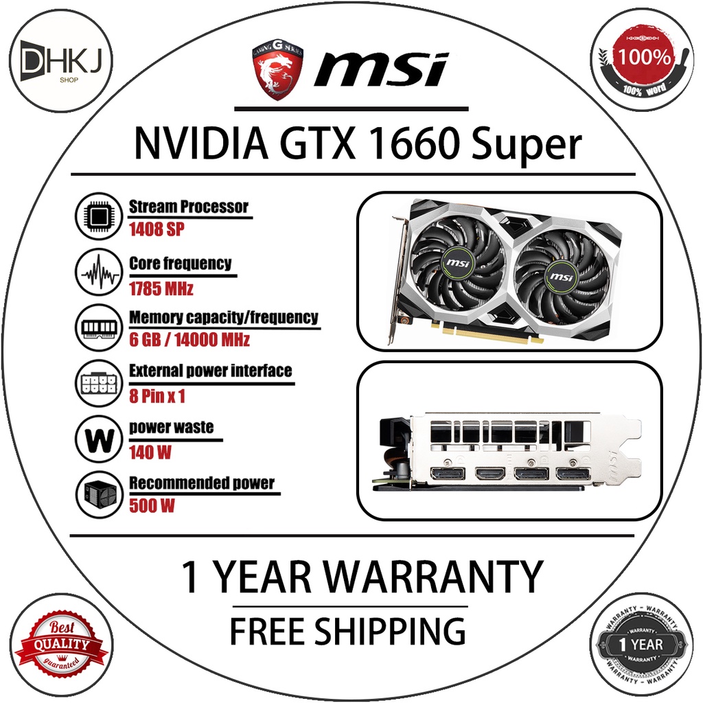 NVIDIA Geforce GTX 1660 Super 6GB Gaming Graphics Cards GTX 1660S GPU