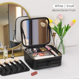 Make up Bag With Mirror Cosmetic Bag Storage Travel Toiletry Case Jewelry  Box Large Capacity Multifunctional Portable NICELAND