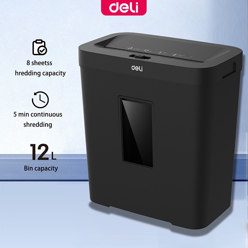 Deli 15/12L Automatic Cutting Paper Shredder 8Sheets Paper Feeder Electric Paper Shredder