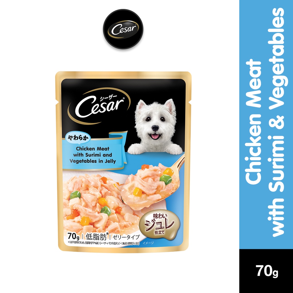 CESAR Dog Food Wet Pouch Adult Chicken Meat with Surimi & Vegetables in