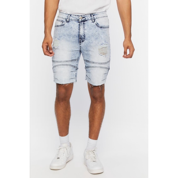 Forever 21 Men's Distressed Moto Denim Shorts Shopee Philippines