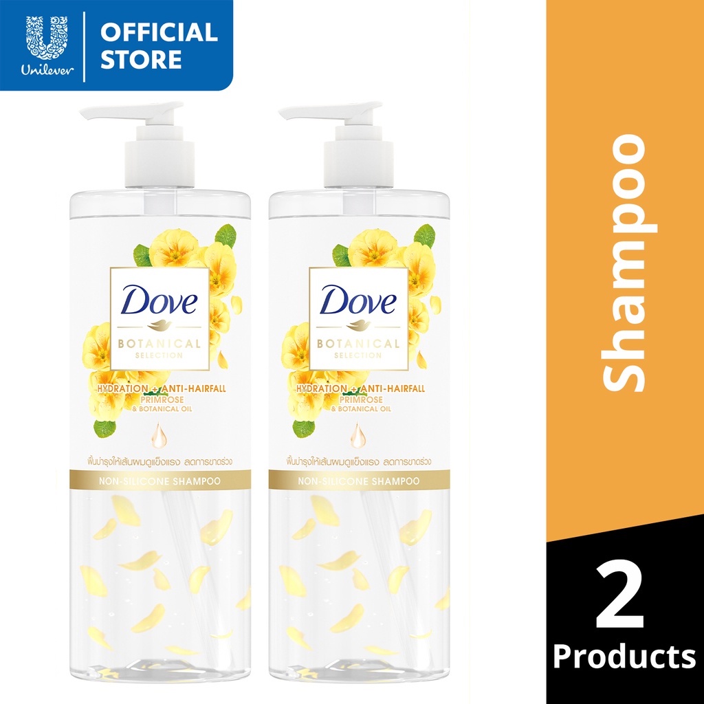 Dove Botanical Anti Hair Fall Shampoo Silicone Free Primrose 450ml x2