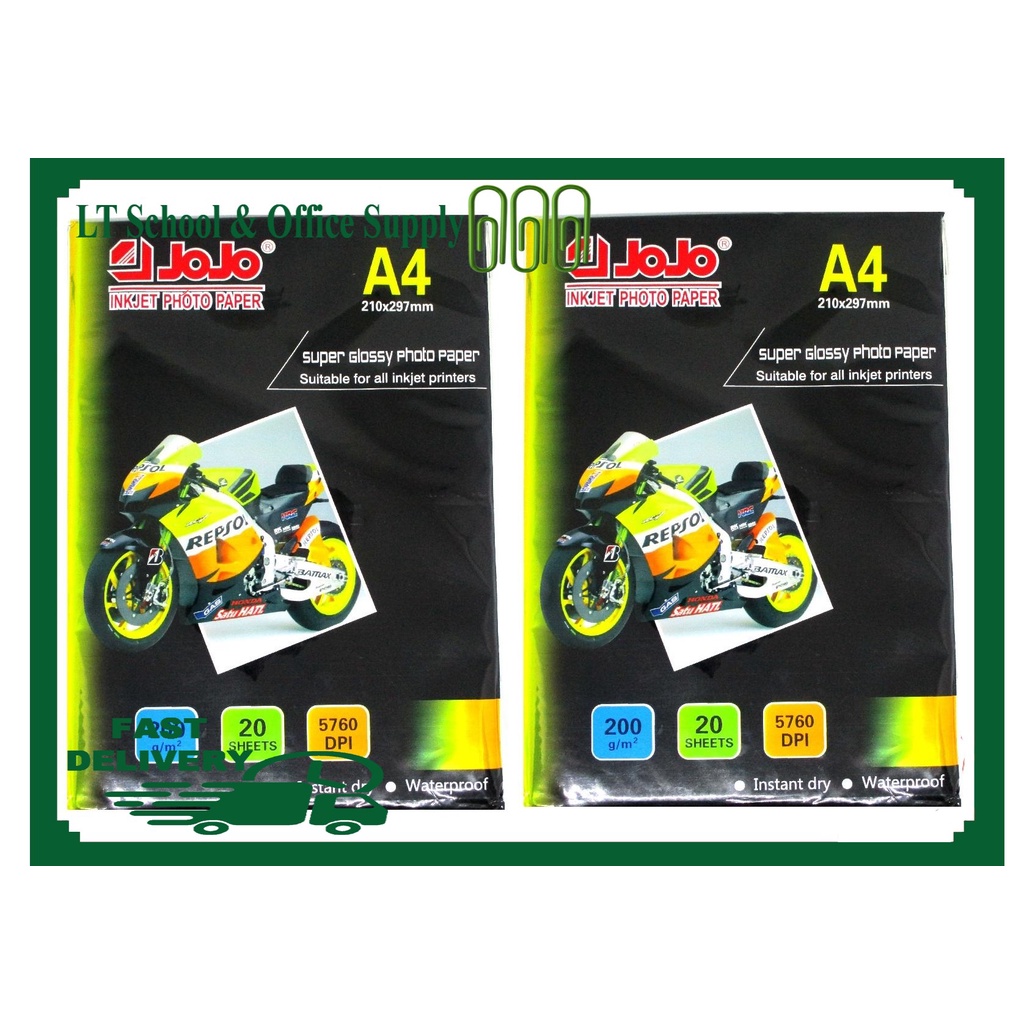 20 Sheets Jojo Super Glossy Photo Paper 200gsm Size A4 Shopee Philippines