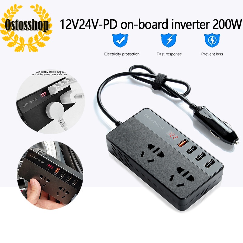 Multifunction Car Power Inverter 200W 220V 12V/24V Power Converter ...