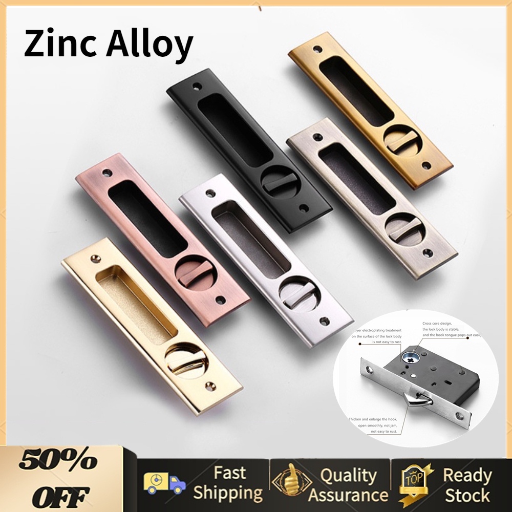 Zinc Alloy Sliding Barn Door Handle Lock With Key For Interior Wood