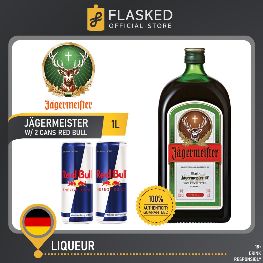 Jagermeister 1L with 2 Red Bull Can 330mL Bundle Shopee Philippines