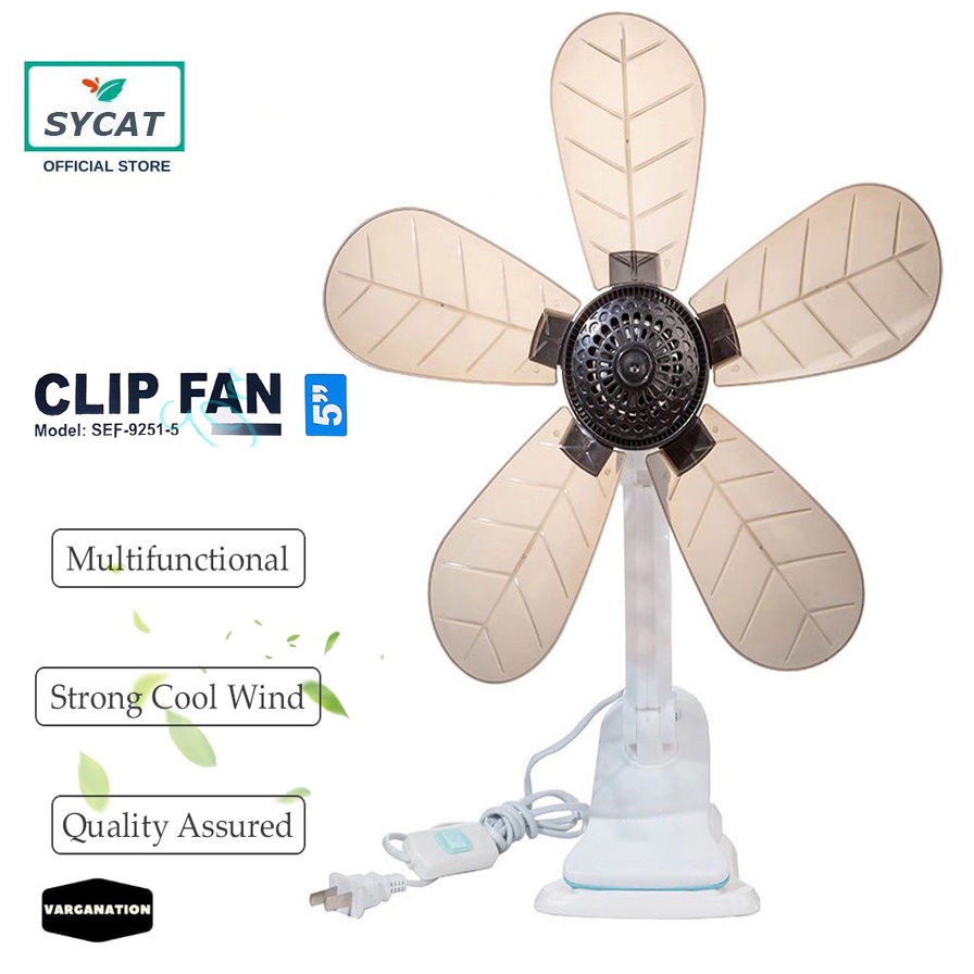 SYCAT 5 Blade Stand Fan Electric Fan Clip Fan Portable Desk/Table Fan ...