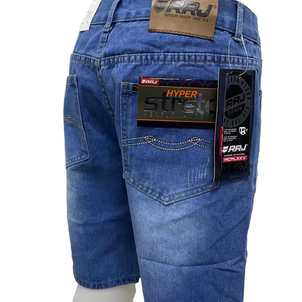 Plus size RRJ Men s Light blue and black Maong Shorts Denim Short For Men size 28 40 Shopee Philippines