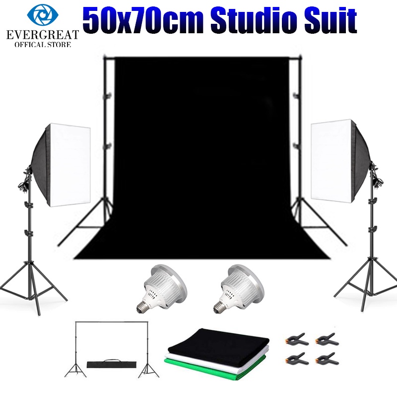 Studio】50x70cm Softbox,200cm Stand,155W Bulb, 210cm Light Stand