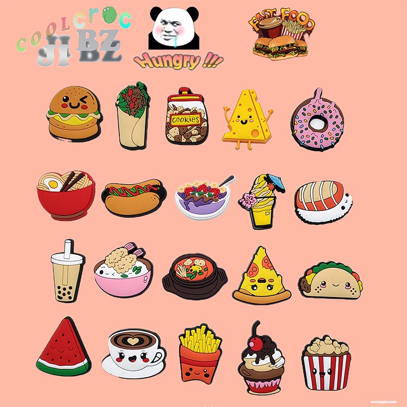 Hot Highcalorie food series Crocs Jibbitz Hamburger Fries Hot dog Fun