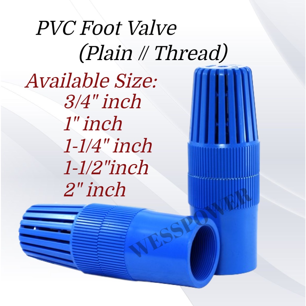 WPT5007 1 PIECE PVC Foot Valve PLAIN // THREAD Shopee Philippines