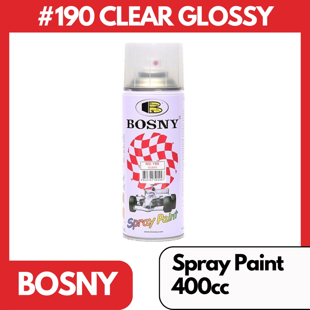 Bosny #190 Clear - Glossy Top Coat Original Acrylic Spray Paint 400cc ...