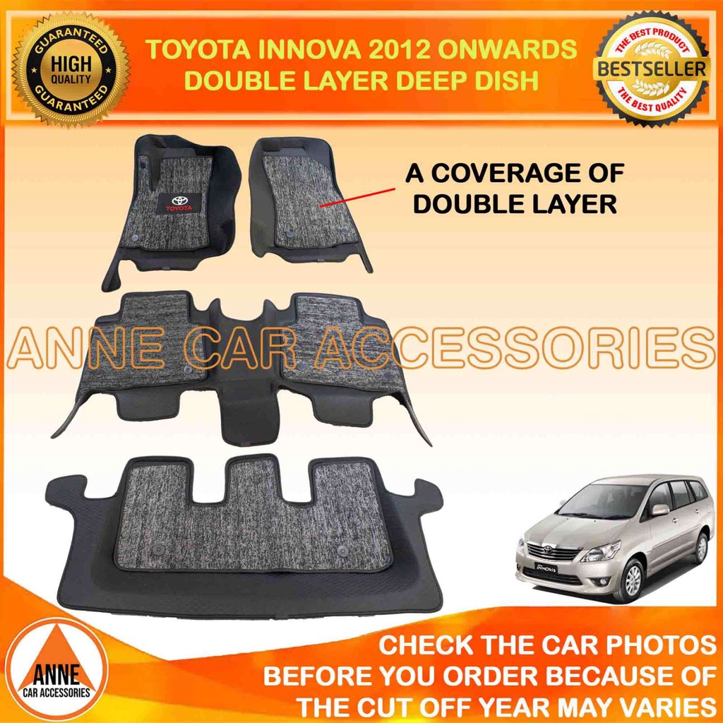 Double Layer 7D Deep Dish Matting for Toyota Innova 2012 2023 Model