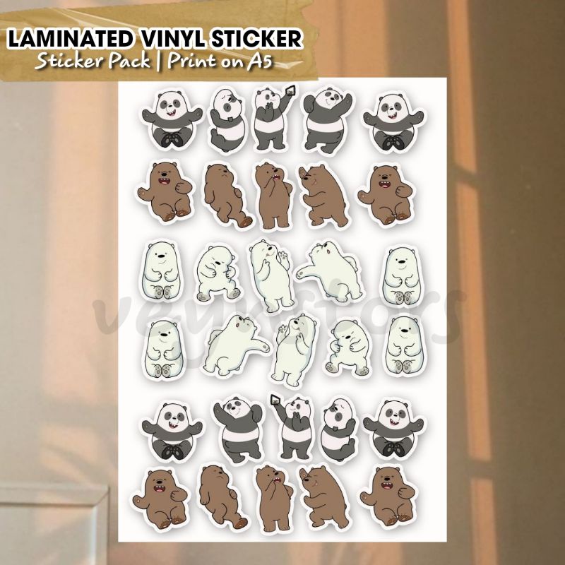 WE BARE BEARS WATERPROOF VINYL STICKER PACK FOR TUMBLER | Shopee ...