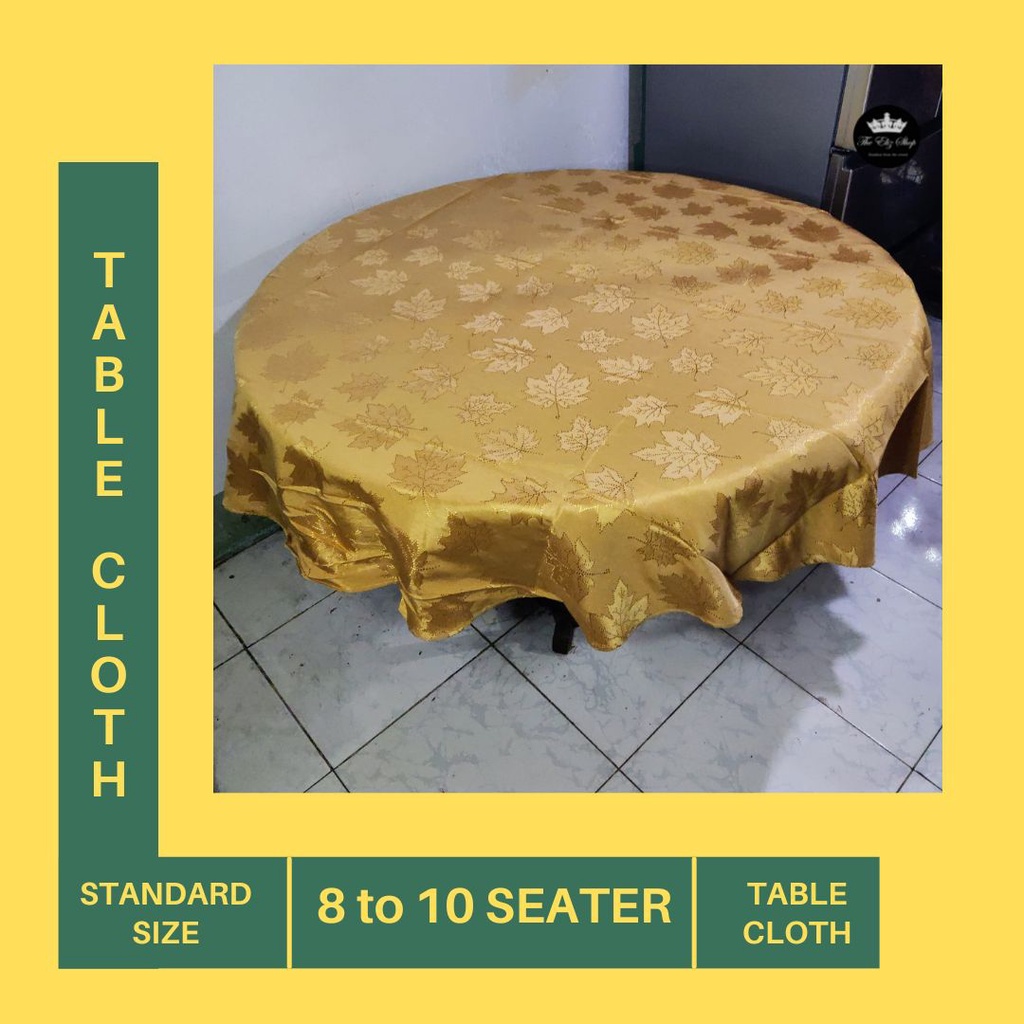 Gold Round Table Cloth For 8 to 10 Seaters Brocade Material Gold Circle