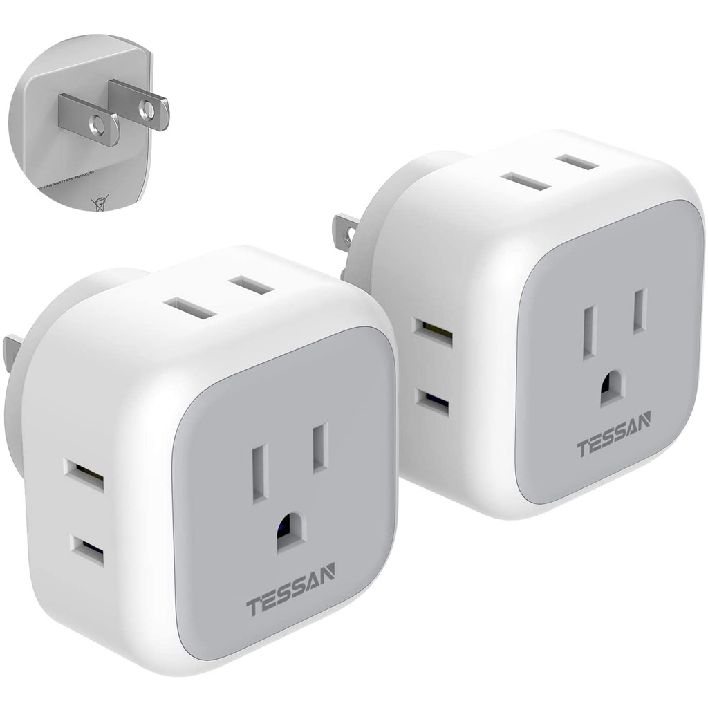 TESSAN Socket Extension Cord with USB,Wall Charger,2 Pin Multi Plug