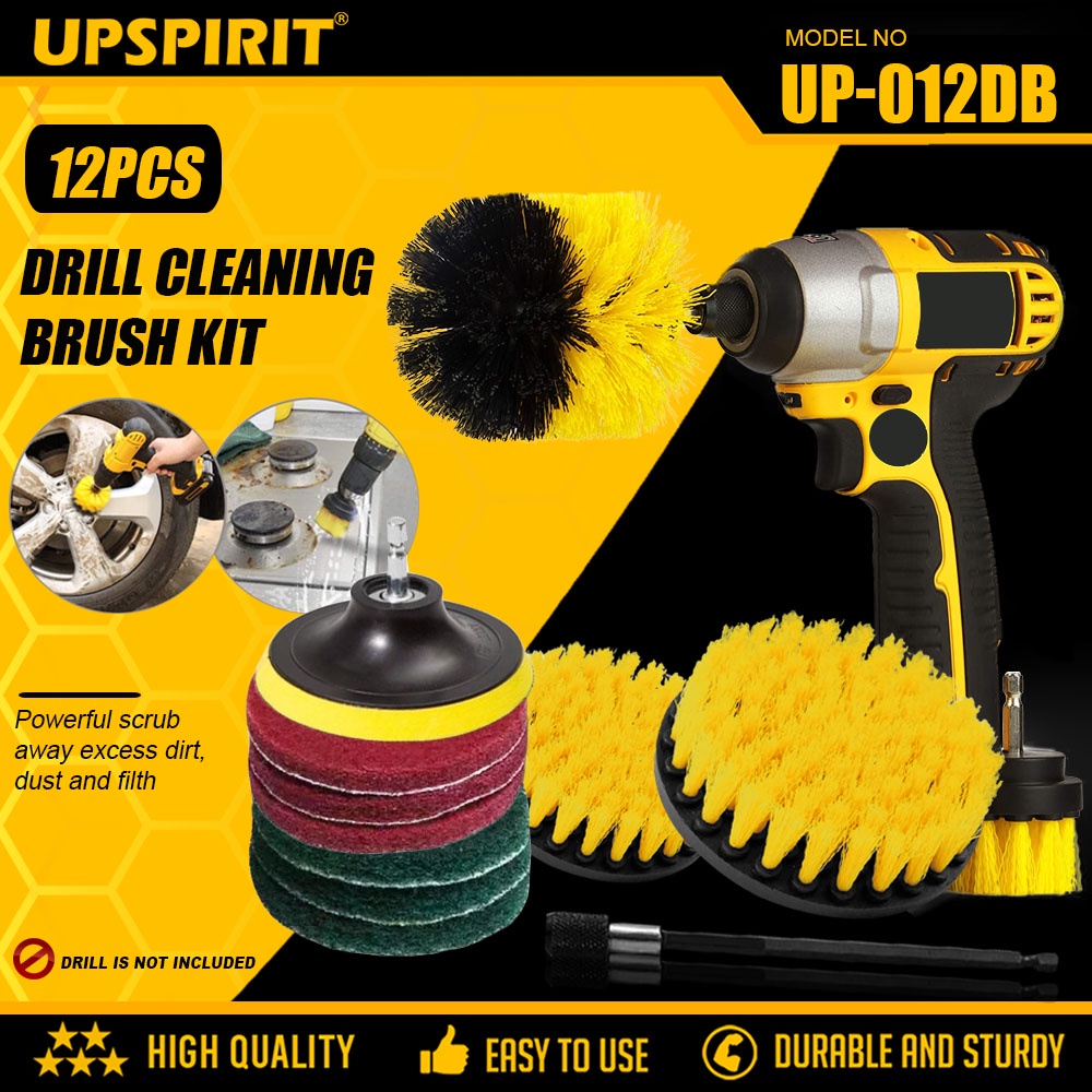 Drillbrush Heavy Duty Scouring Pads & Scrubber Brush Set, Outdoor