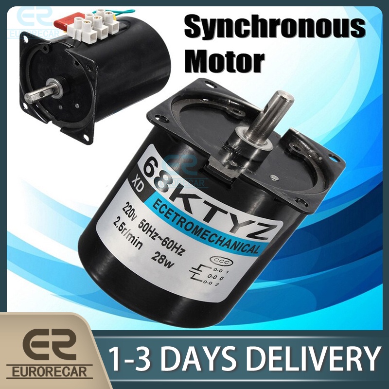 1Pcs 68Ktyz Mini Gear Motor Ac 220V 28W 2.5R/Min Large Torque Permanent