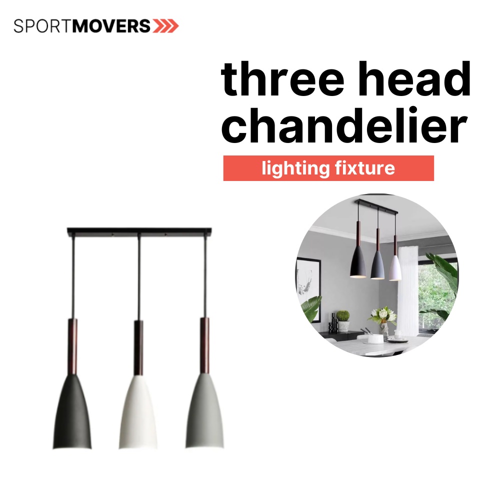 Three Head Chandelier Solid Wood Modern Ceiling Lights Shopee Philippines