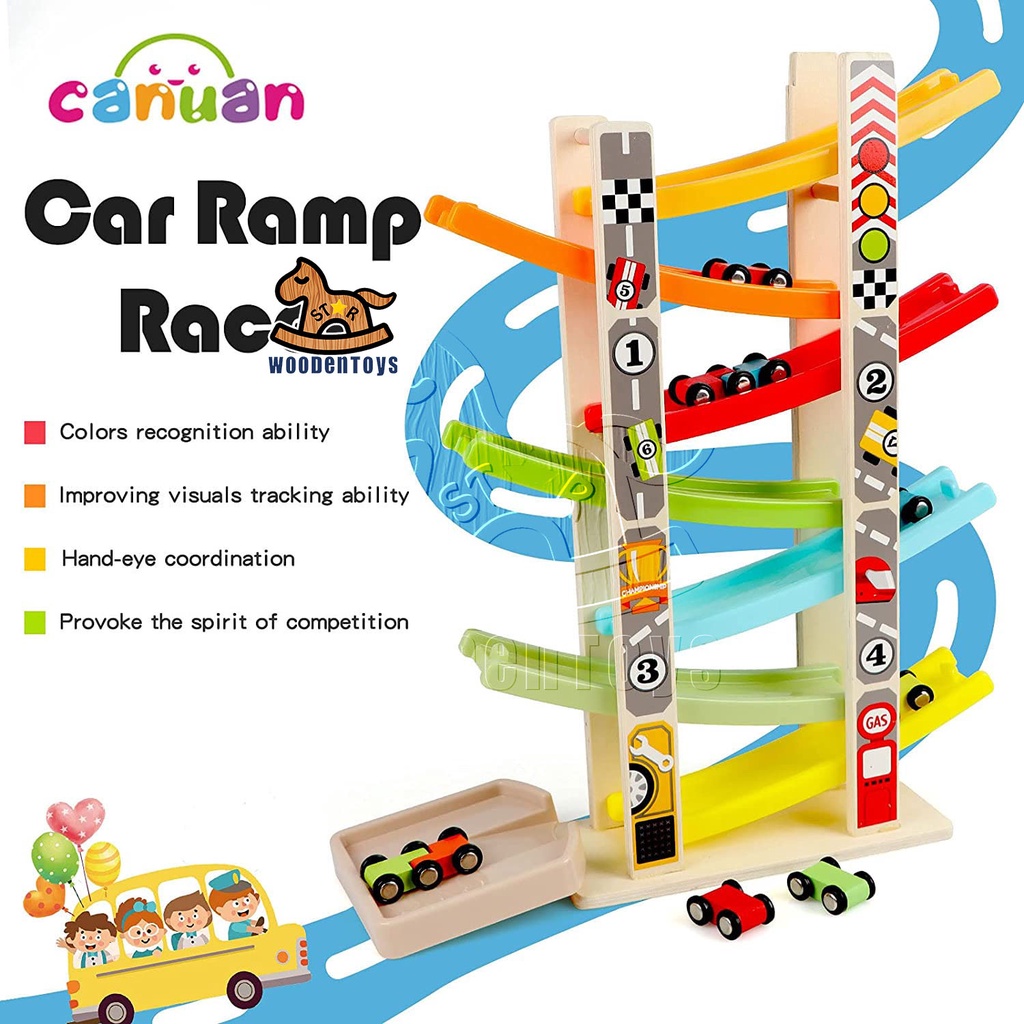 Wooden car store ramp toy