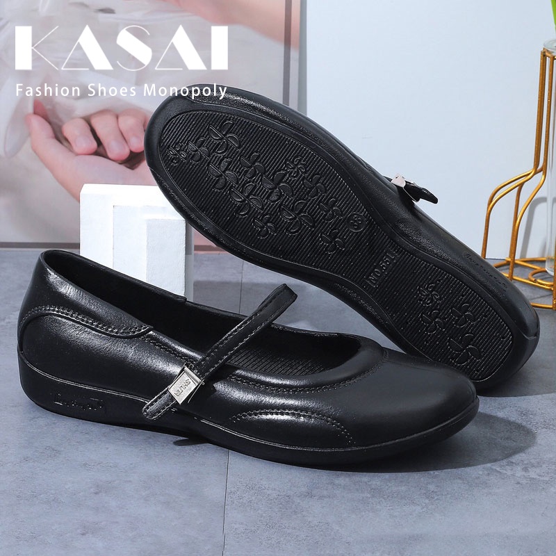 SHUTA Girl Child Black shoes Fashion School Shoes Buckle Office Shoes