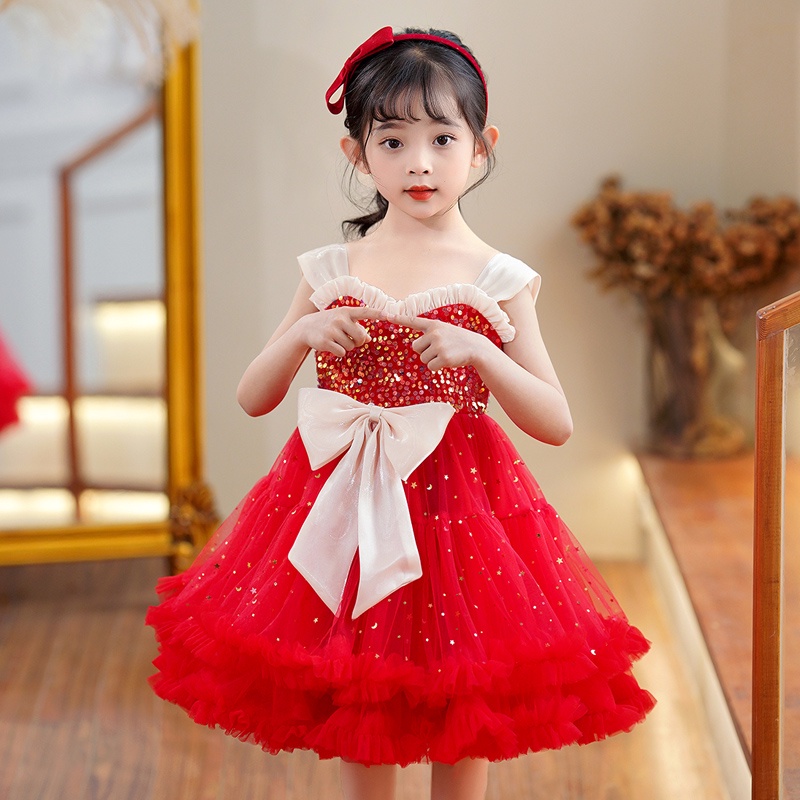 Baby Girls Sleeveless Princess Dress Sequined Fluffy short Gown Kid Birthday Party Kindergarten Graduation Performance Costume Shopee Philippines