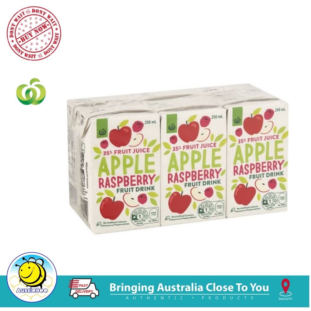 Woolworths 35 Fruit juice Apple Raspberry drink 250mL (6'S /Pack