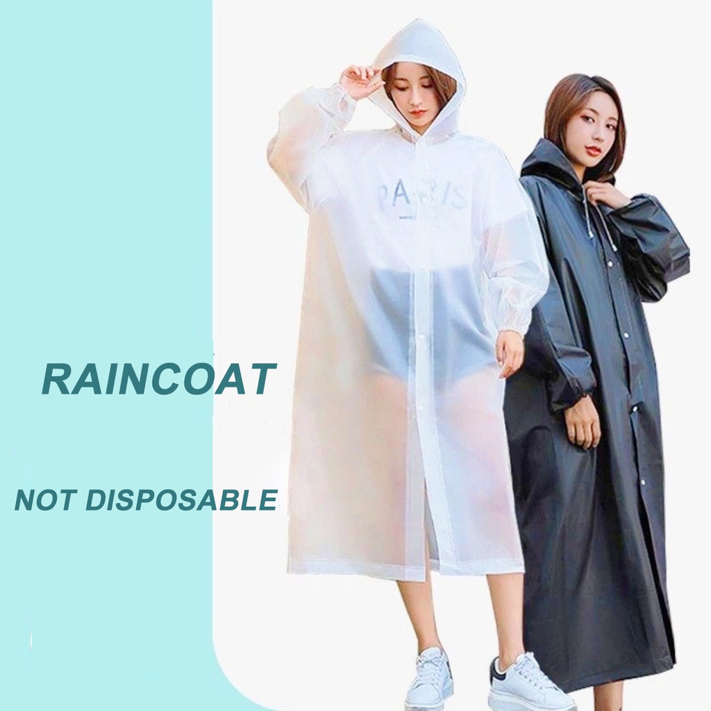 EVA Unisex Raincoat Portable Simple Matte Hooded Raincoat For Adult ...