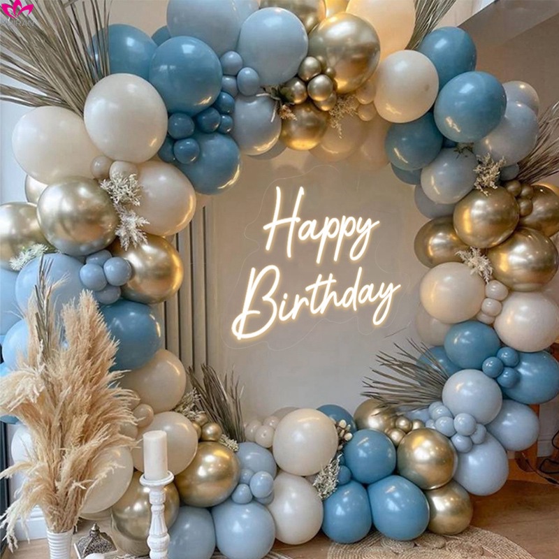 Huiran 122pcs Blue Balloons Arch Garland Kit Birthday Decoration Set ...