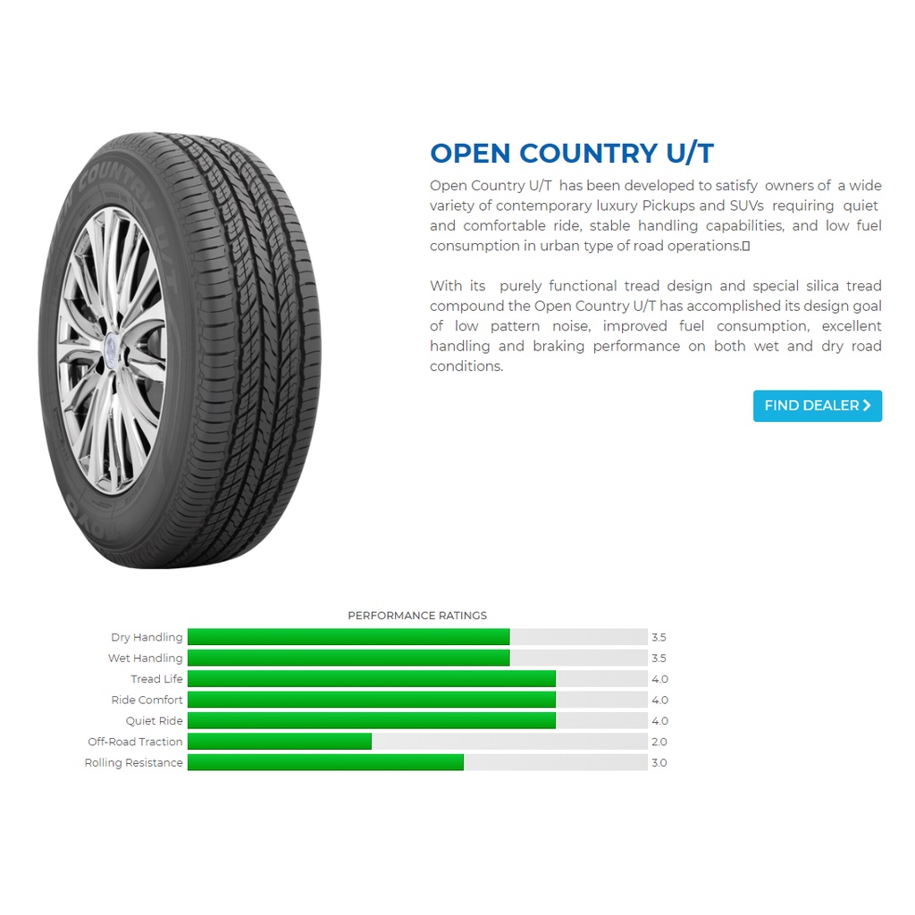 Toyo 265/70 R17 115H Open Country U/T (OPUT) Tire | Shopee Philippines
