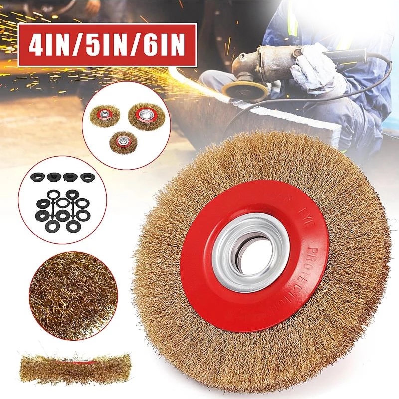 4/5/6 Inch Steel Flat Wire Brush Wheel Polishing Sanding Wheel For