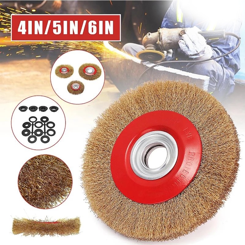 4/5/6 Inch Steel Flat Wire Brush Wheel Polishing Sanding Wheel For ...