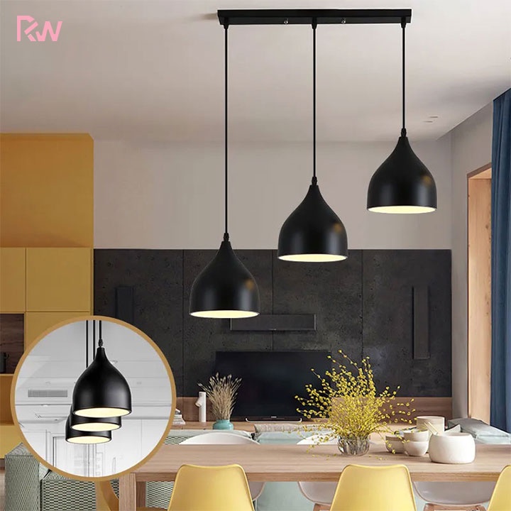 Pendant Light Wrought Iron Retro 3 Head hanging lights Lampshade for