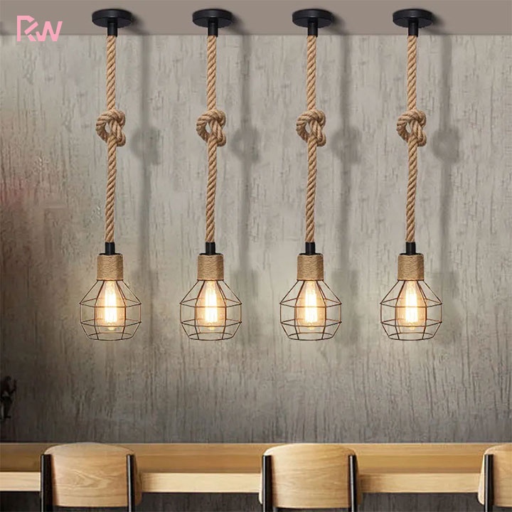 Pendant Light American Country Retro Hemp Rope Drop Lights for ...