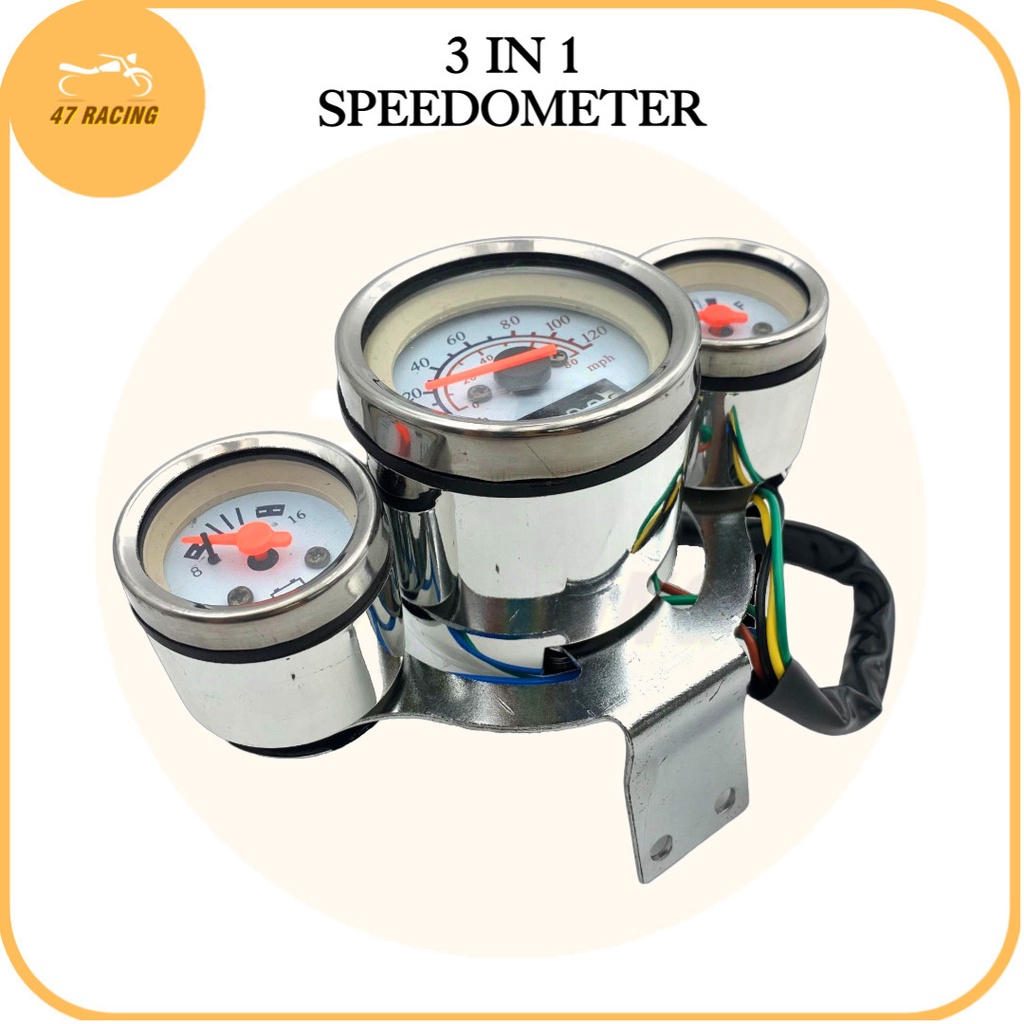 47Racing Motorcycle Speedometer Tachometer 3 in 1 | Shopee Philippines