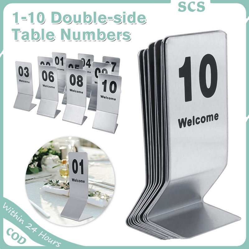 10pcs Stainless Steel 1-10 Double-Side Table Numbers for Restaurants ...